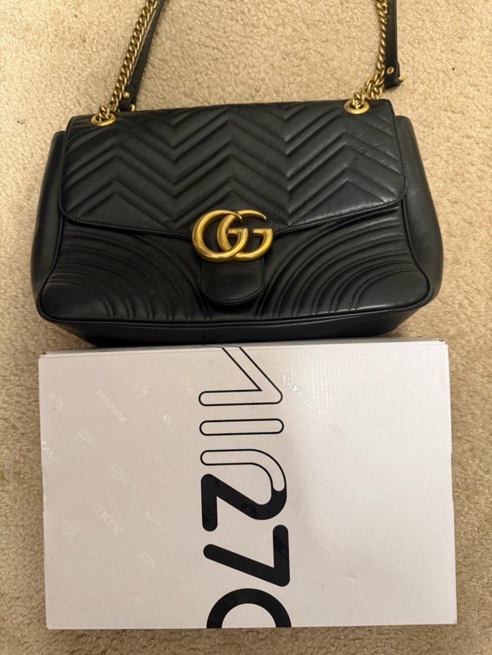 Gucci Marmont GG Large Black Quilted Shoulder Bag with Gold Accents - Picture 15 of 15